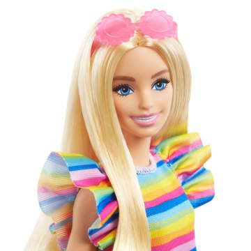 Barbie Fashionistas Doll #197 With Blond Hair, Braces, Rainbow Dress And Accessories