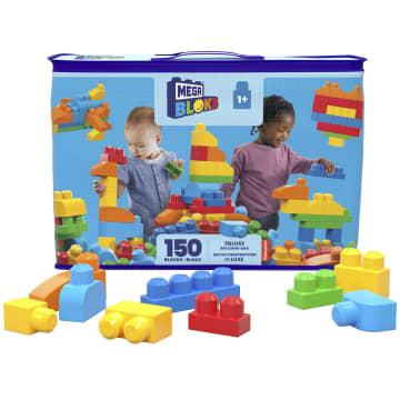 MEGA BLOKS Toy Blocks Deluxe Building Bag With Storage (150 Pieces) For Toddler