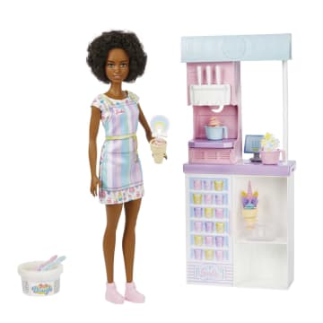 Barbie Ice Cream Shop Playset With 12-in Brunette Doll, Ice Cream Shop, Ice Cream Making Feature & Realistic Play Pieces