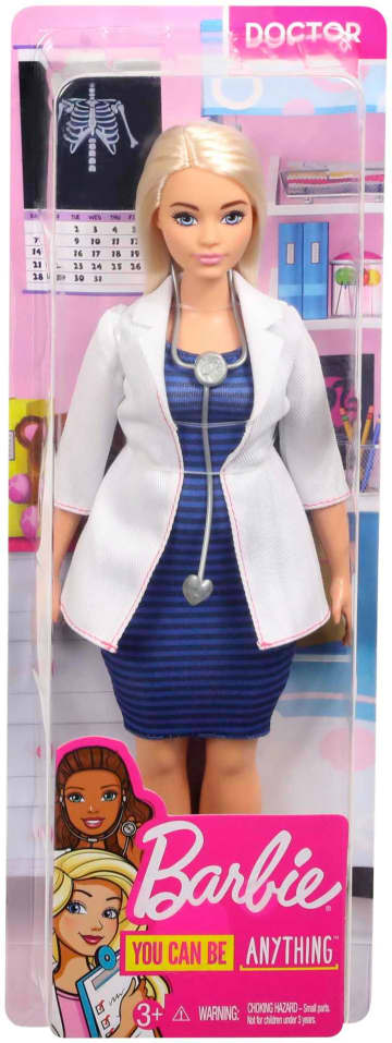 Barbie Doctor Doll, Curvy, Dressed in White Coat With Stethoscope And Blonde Hair