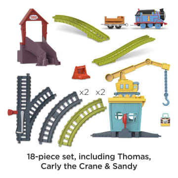 Thomas And Friends Train Set With Carly The Crane Sandy And Motorized Thomas, Fix ‘Em Up Friends