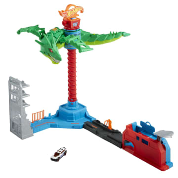Hot Wheels City Air Attack Robo Dragon Play Set Motorized With Different Sounds And 1 Hot Wheels Car