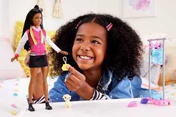 Barbie “Brooklyn” Stylist Doll & 14 Accessories Playset, Wardrobe Theme With Puppy & Clothing Rack - Image 2 of 6