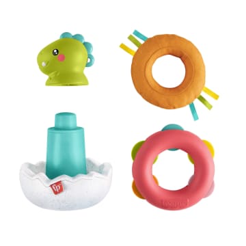Fisher-Price Paradise Pals Baby Stacking Toy, Wobble & Stack Dinosaur, 4 Pieces
