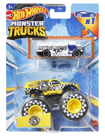 Hot Wheels Monster Trucks Veículo de Brinquedo Taxi Die Cast Blind Sided Taxi Crushed - Imagen 6 de 6