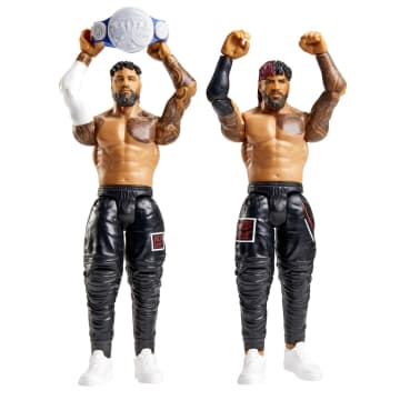 WWE Championship Showdown Jimmy Uso & Jey Uso Action Figures, 2 Pack With Championship (6-inch) - Imagem 4 de 6