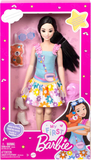 My First Barbie Doll For Preschoolers, Renee Doll With Black Hair, Squirrel And Accessories