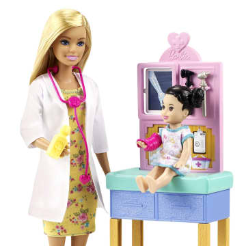 Barbie Profissões Conjunto de Brinquedo Pediatra Cabelo Loiro Com Bebê - Image 3 of 6