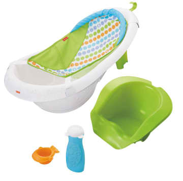 Fisher-Price Baby Bath Tub, 4-In-1 Newborn To Toddler Tub With Bath Toys, Sling ‘n Seat Tub, Green