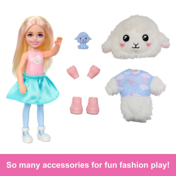 Barbie Cutie Reveal Cozy Cute Tees Series Chelsea Doll & Accessories, Plush Lamb, Blonde Small Doll - Imagem 5 de 6