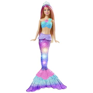 Mermaid Barbie Doll With Water-Activated Twinkle Light-Up Tail, Pink-Streaked Hair