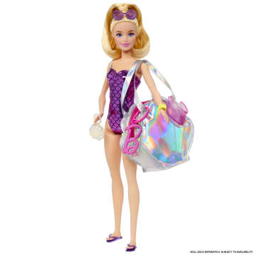 Barbie Tenue Sac de Luxe de Plage, Maillot de Bain et Accessoires