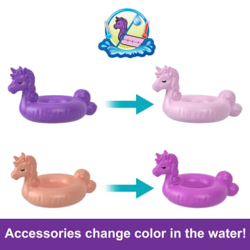 Polly Pocket Dolls And Playset, Unicorn Toys, Sparkle Cove Adventure Unicorn Floatie Compact - Imagem 4 de 6