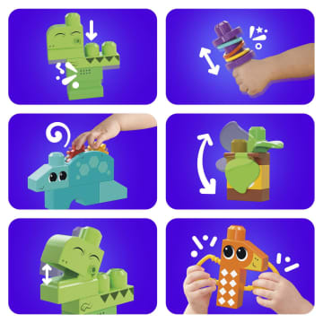 Mega Bloks Squeak 'N Chomp Dinos Sensory Building Toys For Toddlers 1-3 (24 Pcs)