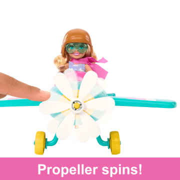 Barbie Chelsea Can Be… Plane Doll & Playset, 2-Seater AIrcraft With Spinning Propellor & 7 Accessories