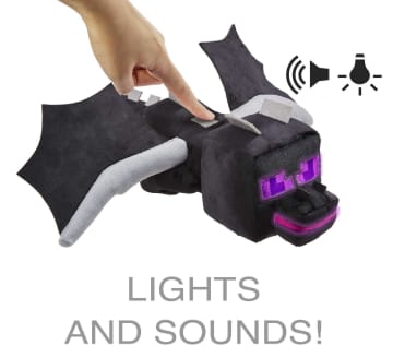 Minecraft Ender Dragon Plush Figure, Stuffed Animal With Lights And Sounds - Imagen 3 de 6