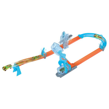 Hot Wheels Track Set, Blue Deluxe Track Builder Pack With Wind theme And 1 Hot Wheels Car - Imagem 1 de 6