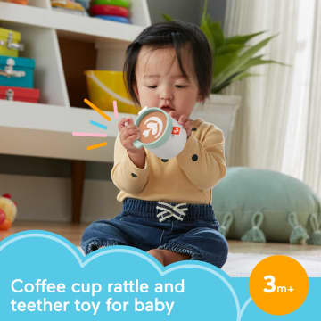 Fisher-Price Rattle A-Latte Coffee Cup Teether Infant Sensory Toy For Ages 3+ Months