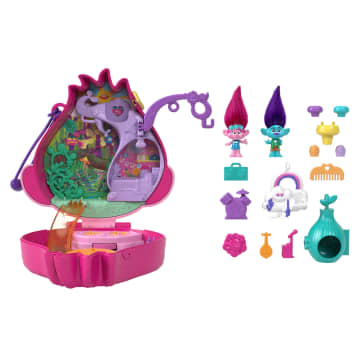 Polly Pocket & Dreamworks Trolls Compact Playset With Poppy & Branch Dolls & 13 Accessories - Image 3 of 6