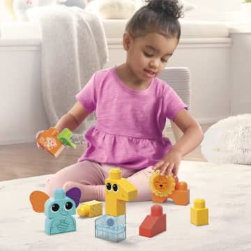 Mega Bloks Rock N Rattle Safari Sensory Building Toys For Toddlers 1-3 (15 Pcs)