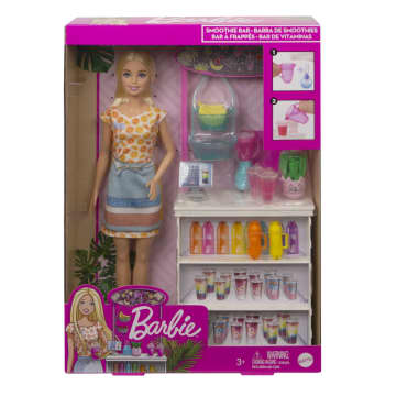 Barbie Smoothie Bar Playset With Blonde Barbie Doll, Smoothie Bar