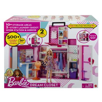 Barbie Closet Playset With 35+ Accessories, 5 Complete Looks, Pop-Up 2nd Level, Dream Closet