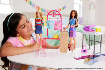 Barbie Make & Sell Boutique Playset With Brunette Doll, Foil Design Tools, Clothes & Accessories