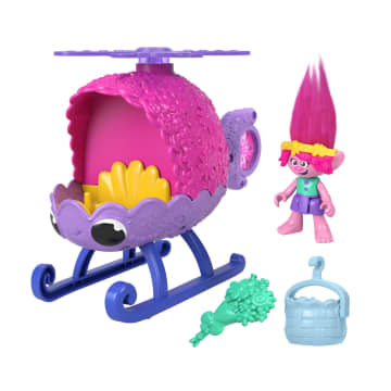 Imaginext Dreamworks Trolls Poppy Figure And Toy Helicopter For Preschool Pretend Play, 4 Pieces - Imagem 1 de 6