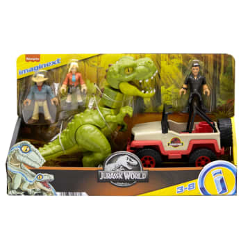Imaginext Jurassic World T. Rex Dinosaur Toy Set With Dr. Sattler, Dr. Grant & Ian Malcolm, 5 Pieces - Image 6 of 6
