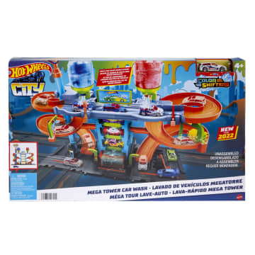 Hot Wheels City MEGA Car Wash With 1 Color Shifters Car, Toy For Kids