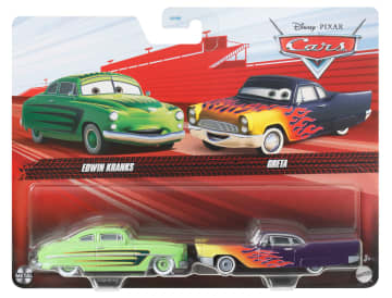 Cars de Disney y Pixar Diecast Vehículo de Juguete Paquete de 2 Edwin Kranks & Greta