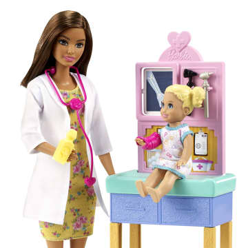 Barbie Profesiones Set de Juego Pediatra Cabello Castaño con bebé