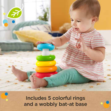 Fisher-Price Rock-A-Stack Baby Toy, Ring Stacking Toy, Plant-Based Materials, Infant And Toddler Toy