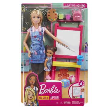 Barbie Career Art Teacher Playset With Blonde Doll, Toddler Doll And Toy Art Pieces