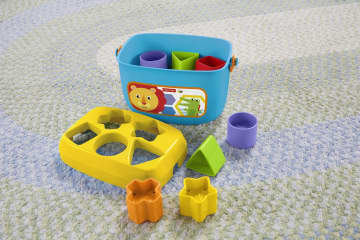 Fisher-Price Baby's First Blocks With Storage Bucket, Learn Shapes And Sort.