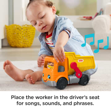 Fisher-Price Little People Dump Truck Toy With Music & Sounds, 3 Pieces, Toddler Construction Toy