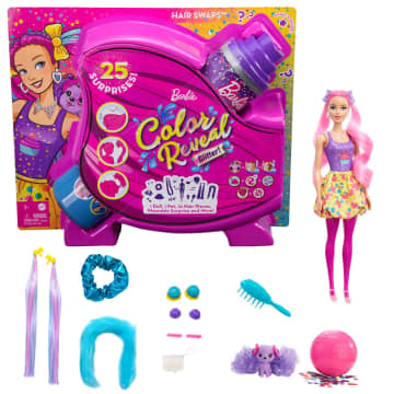 Barbie Color Reveal Glitter! Hair Swaps Doll, Glittery Pink With 25 Surprises