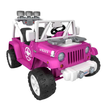 Power Wheels Jeep Wrangler Willys Battery-Powered Ride-On Vehicle With Lights & Sounds, Pink