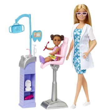 Barbie Profesiones Set de Juego Dentista Cabello Rubio - Imagem 1 de 6