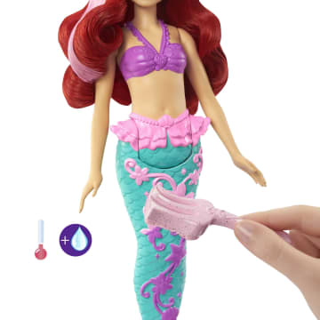 Disney Princesa Muñeca Ariel Cabello Cambios Sorpresa - Imagem 5 de 6