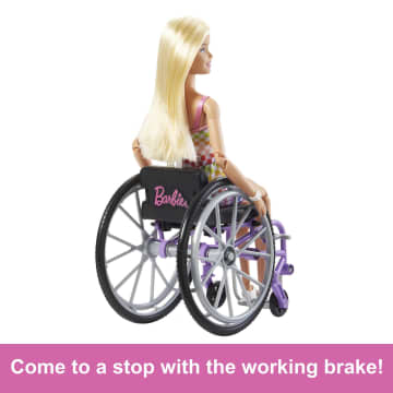 Barbie Fashionistas Doll #194 With Wheelchair & Ramp, Blond Hair, Rainbow Dress & Accessories