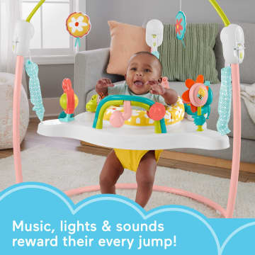 Fisher-Price Baby Bouncer Blooming Fun Jumperoo Activity Center With Music & Lights - Imagen 2 de 6