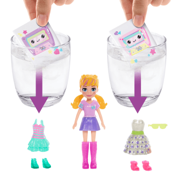 Polly Pocket Disco Dance Fashion Reveal Doll & Playset With Unboxing Surprises & Water Play