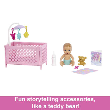 Barbie Skipper Babysitters Playset With Skipper Doll, Baby Doll With Sleepy Eyes, Crib And Accessories