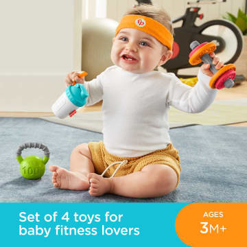 Fisher-Price Baby Toy Gift Set, 4 Gym themed Teething And Rattle Toys, Baby Biceps