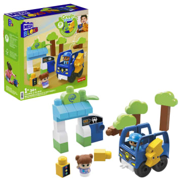 MEGA BLOKS Toy Blocks Charge & Go Bus With 2 Figures (34 Pieces) For Toddler