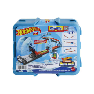 Hot Wheels Track Set, Blue Deluxe Track Builder Pack With Wind theme And 1 Hot Wheels Car