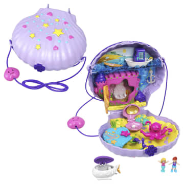 Polly Pocket Travel Toys, Purse Playset And 2 Dolls, Seashell Mermaid - Image 1 of 6