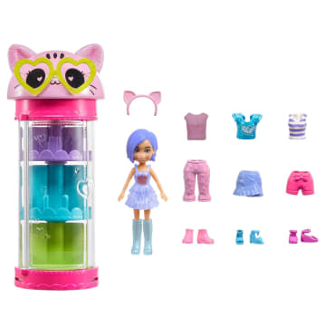 Polly Pocket Set de Juego Tubo de Modas Giratorio Gatito - Image 1 of 5