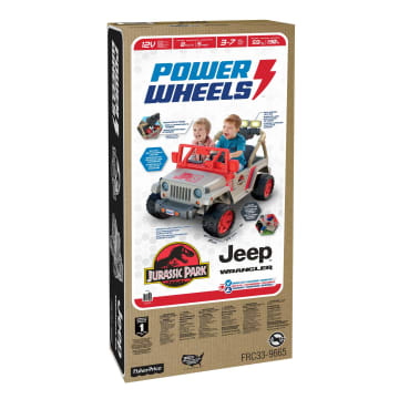 Power Wheels Jurassic Park Jeep Wrangler Ride-On Toy With Dinosaur Sounds & Light Bar, Preschool Toy